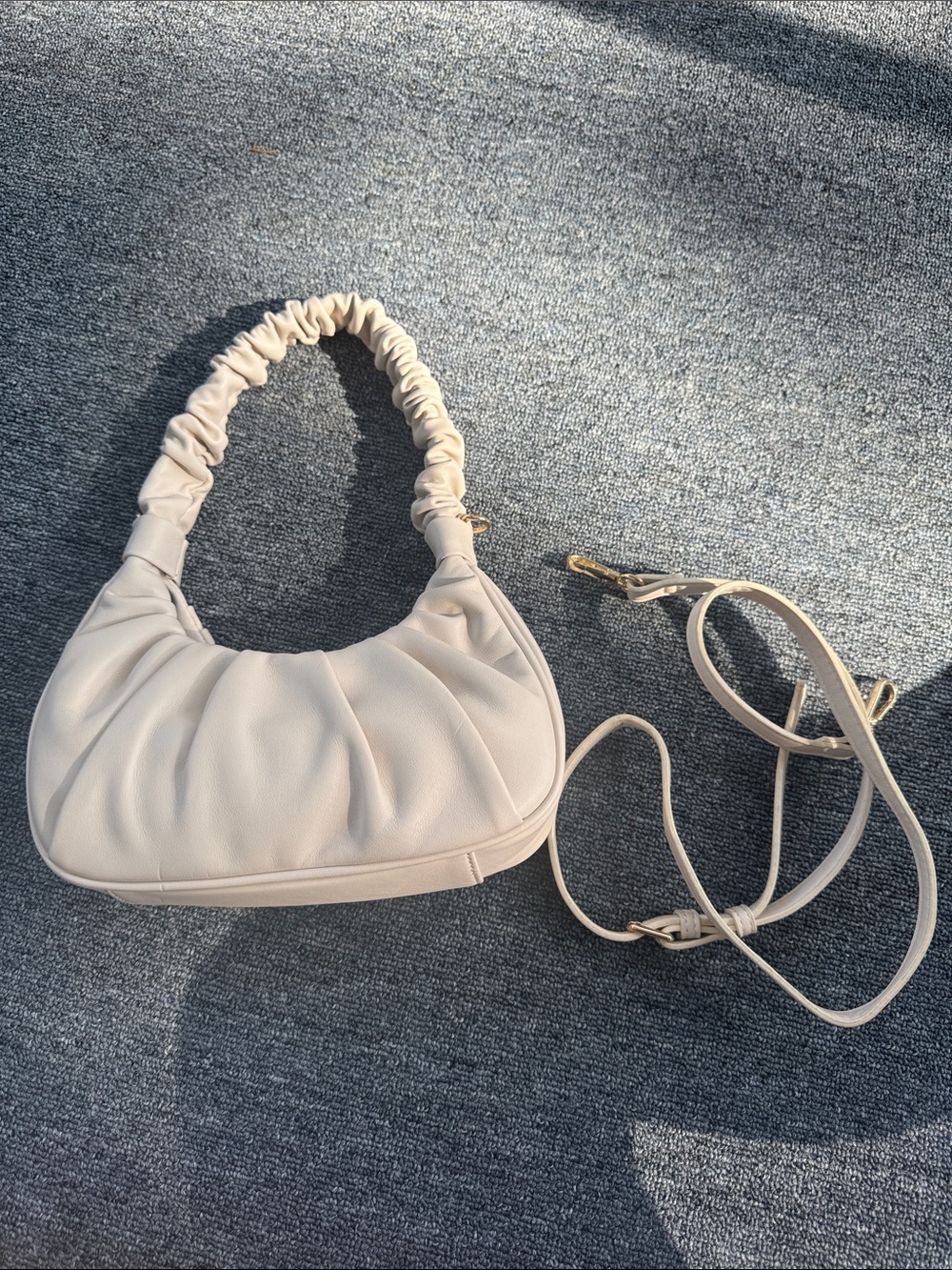 Urban Expressions Cream Ruched Shoulder Bag with Detachable Strap